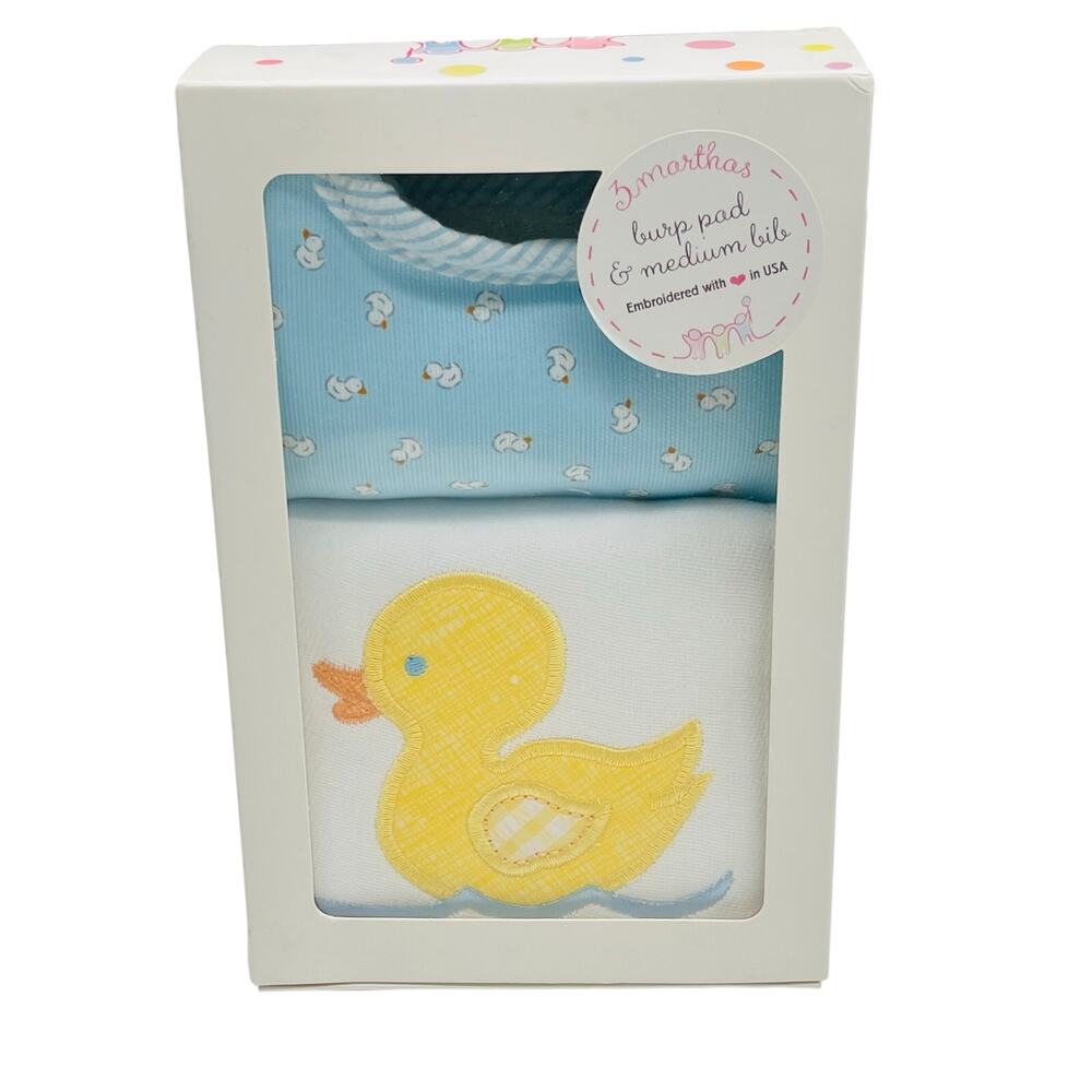 NWT 3 Marthas OS Duck Burp Cloth & Bib